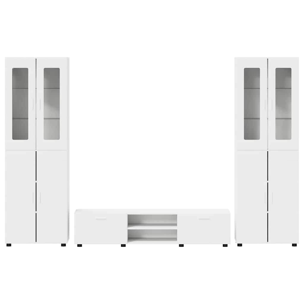 Set TV komoda s ladicama FLORIN 3 pcs Bijelo Konstruirano drvo