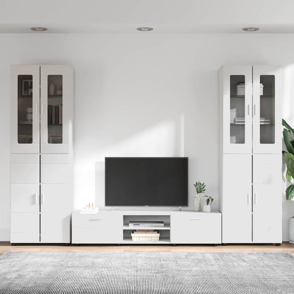 Set TV komoda FLORIN 3 pcs Visoki sjaj bijela Konstruirano drvo