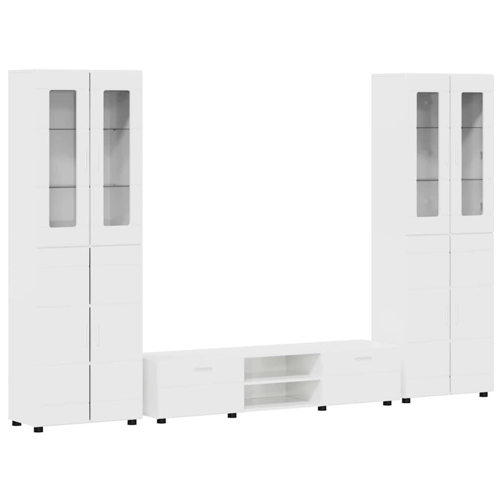 Set TV komoda FLORIN 3 pcs Visoki sjaj bijela Konstruirano drvo