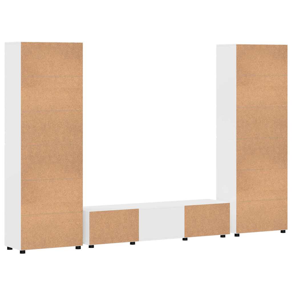 Set TV komoda FLORIN 3 pcs Visoki sjaj bijela Konstruirano drvo