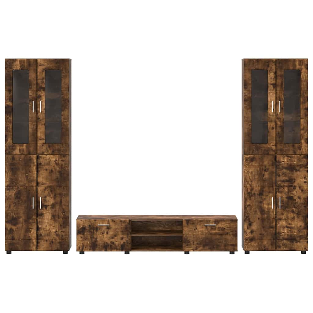Set TV komoda FLORIN 3 pcs Dimljeni hrast Konstruirano drvo