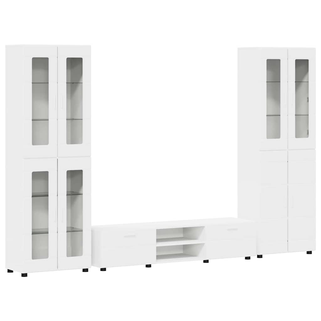 Set TV komoda s ladicama FLORIN 3 pcs Bijelo Konstruirano drvo