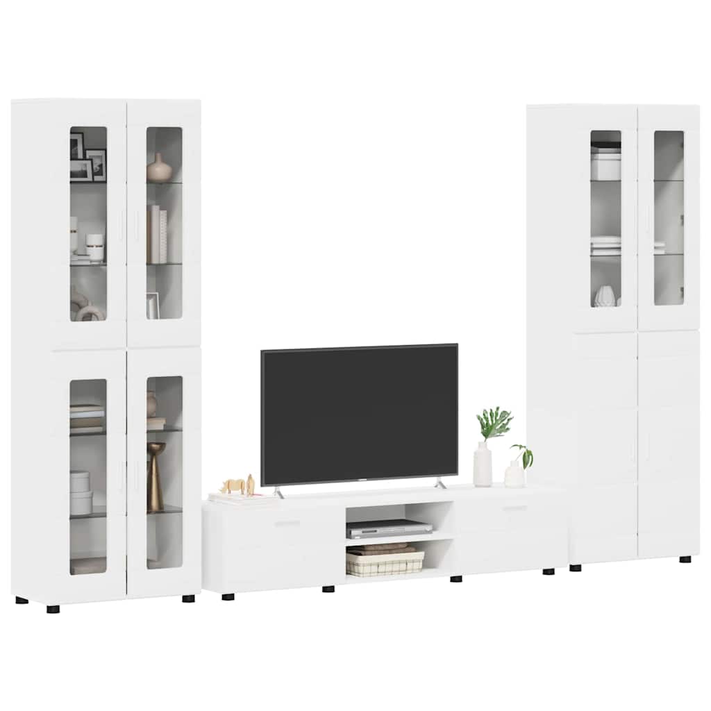 Set TV komoda s ladicama FLORIN 3 pcs Bijelo Konstruirano drvo