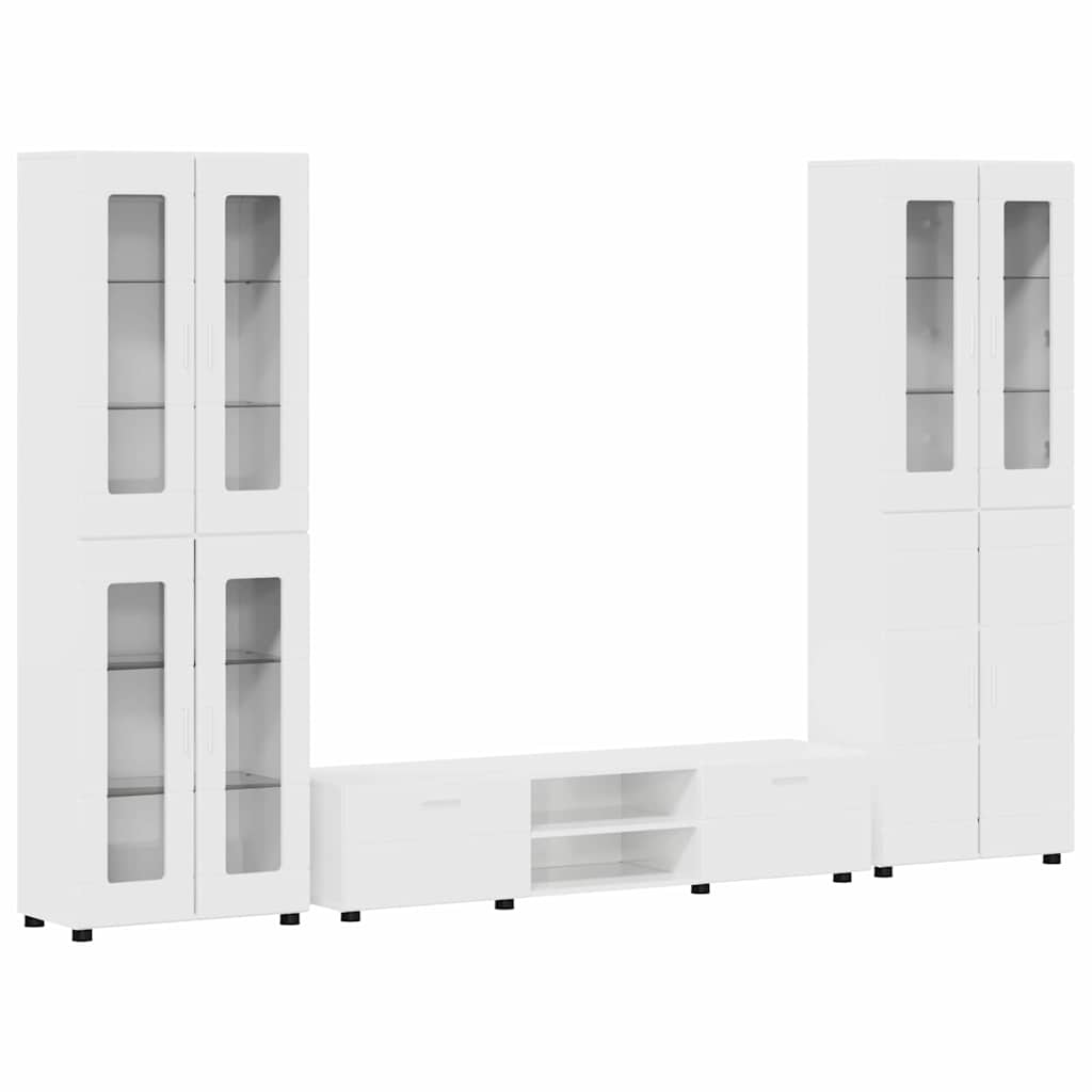 Set TV komoda FLORIN 3 pcs Visoki sjaj bijela Konstruirano drvo