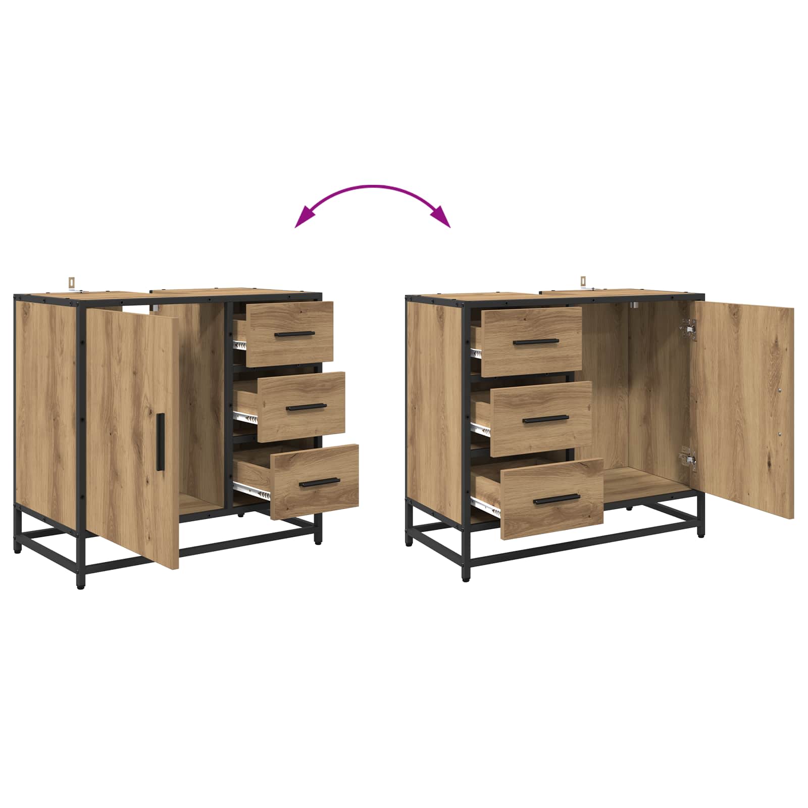 Set namještaja za kupaonicu s ladicama 2 pcs Umjetnički hrast
