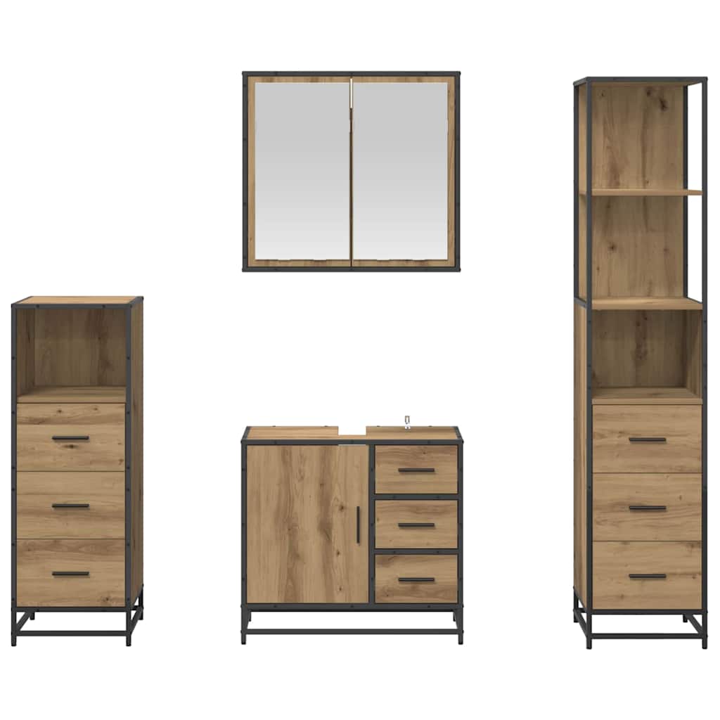Set namještaja za kupaonicu s ladicama 4 pcs Umjetnički hrast