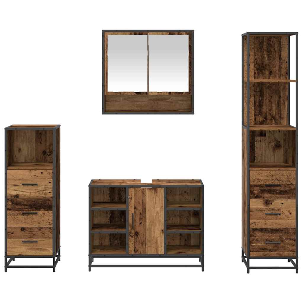 Set namještaja za kupaonicu 4 pcs Staro drvo Konstruirano drvo
