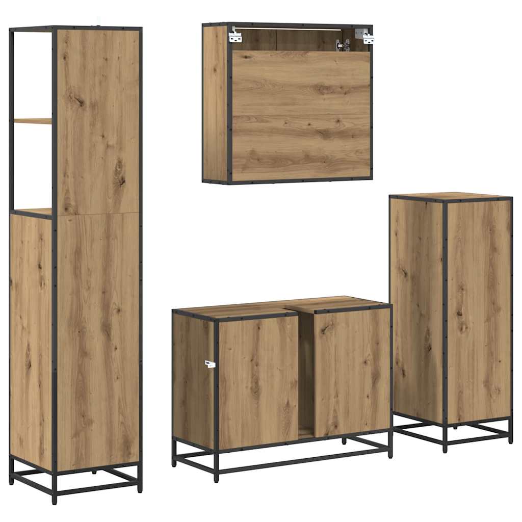 Set namještaja za kupaonicu s ladicama 4 pcs Umjetnički hrast