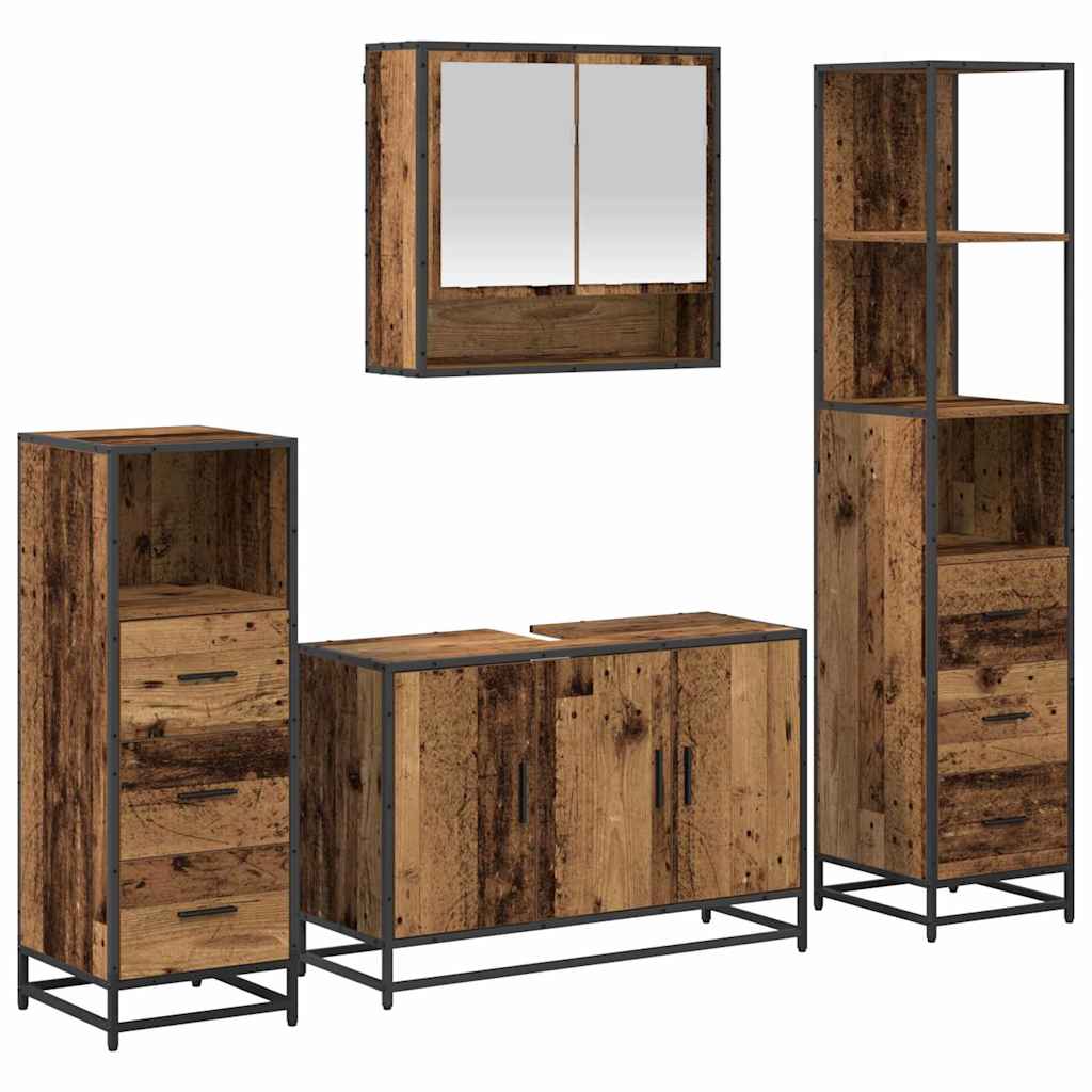 Set namještaja za kupaonicu 4 pcs Staro drvo Konstruirano drvo