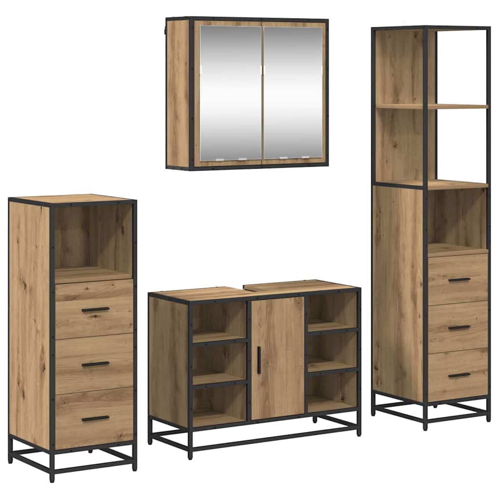 Set namještaja za kupaonicu s ladicama 4 pcs Umjetnički hrast