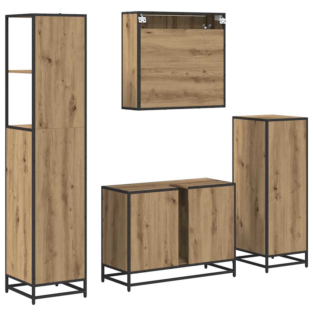 Set namještaja za kupaonicu s ladicama 4 pcs Umjetnički hrast