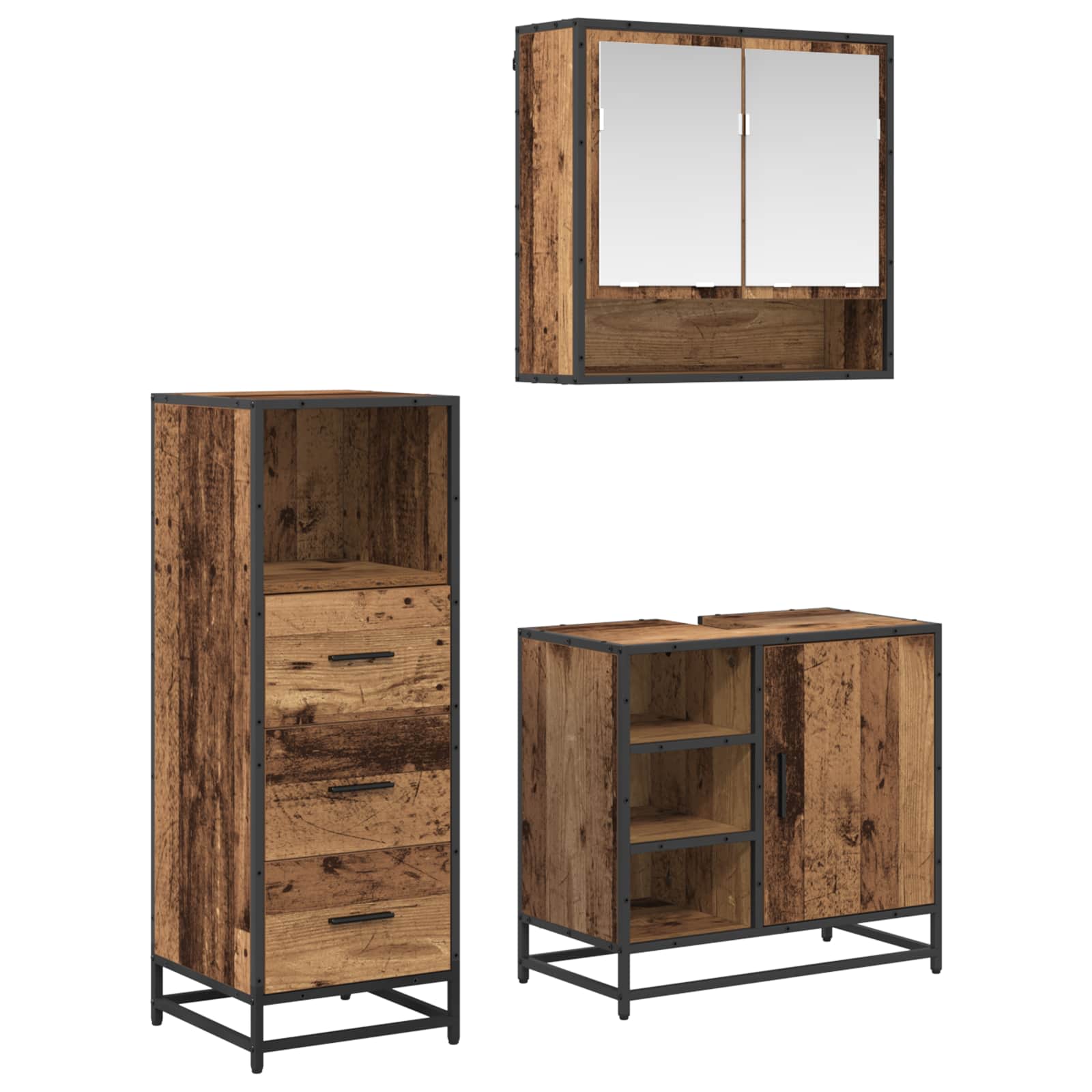 Set namještaja za kupaonicu 3 pcs Staro drvo Konstruirano drvo