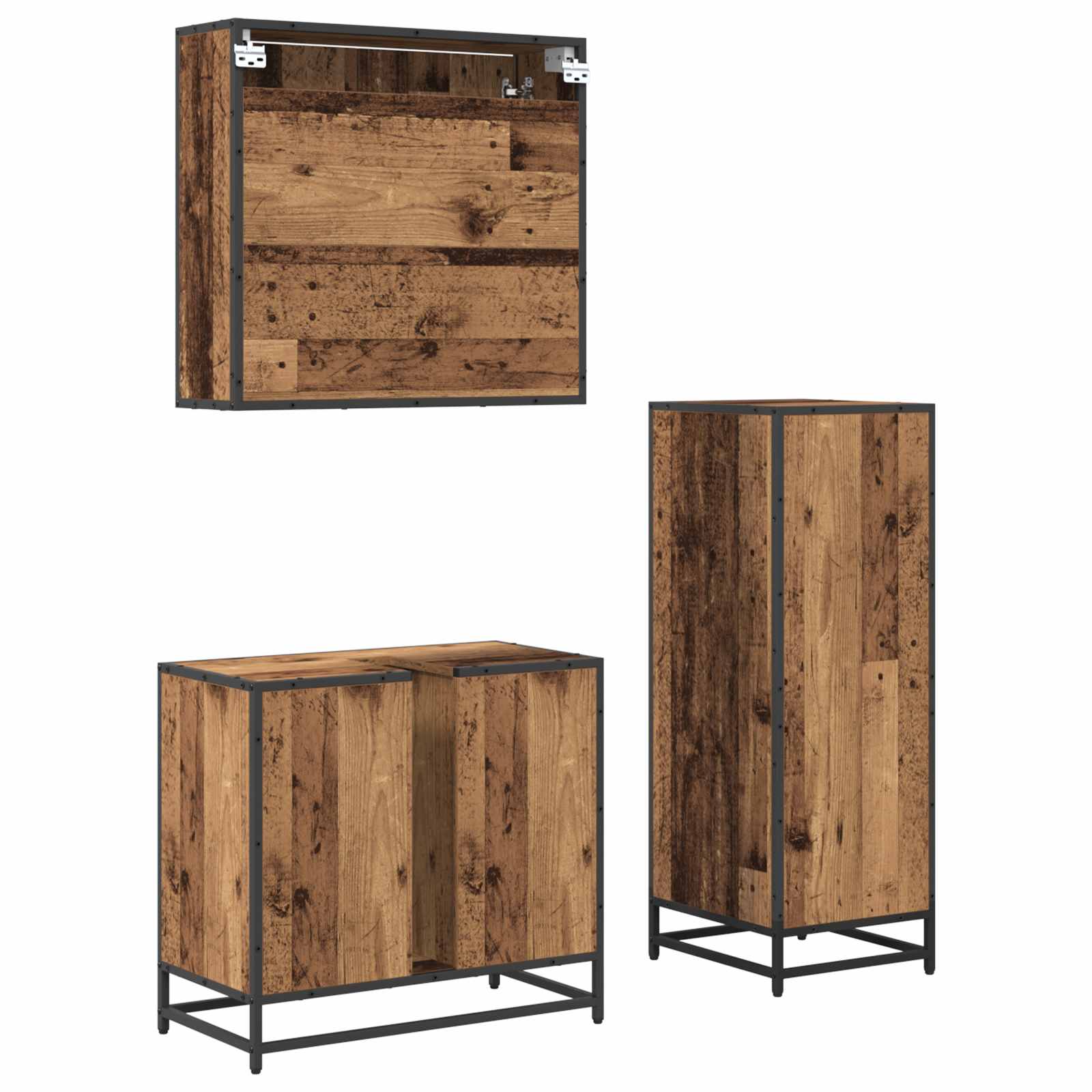 Set namještaja za kupaonicu 3 pcs Staro drvo Konstruirano drvo