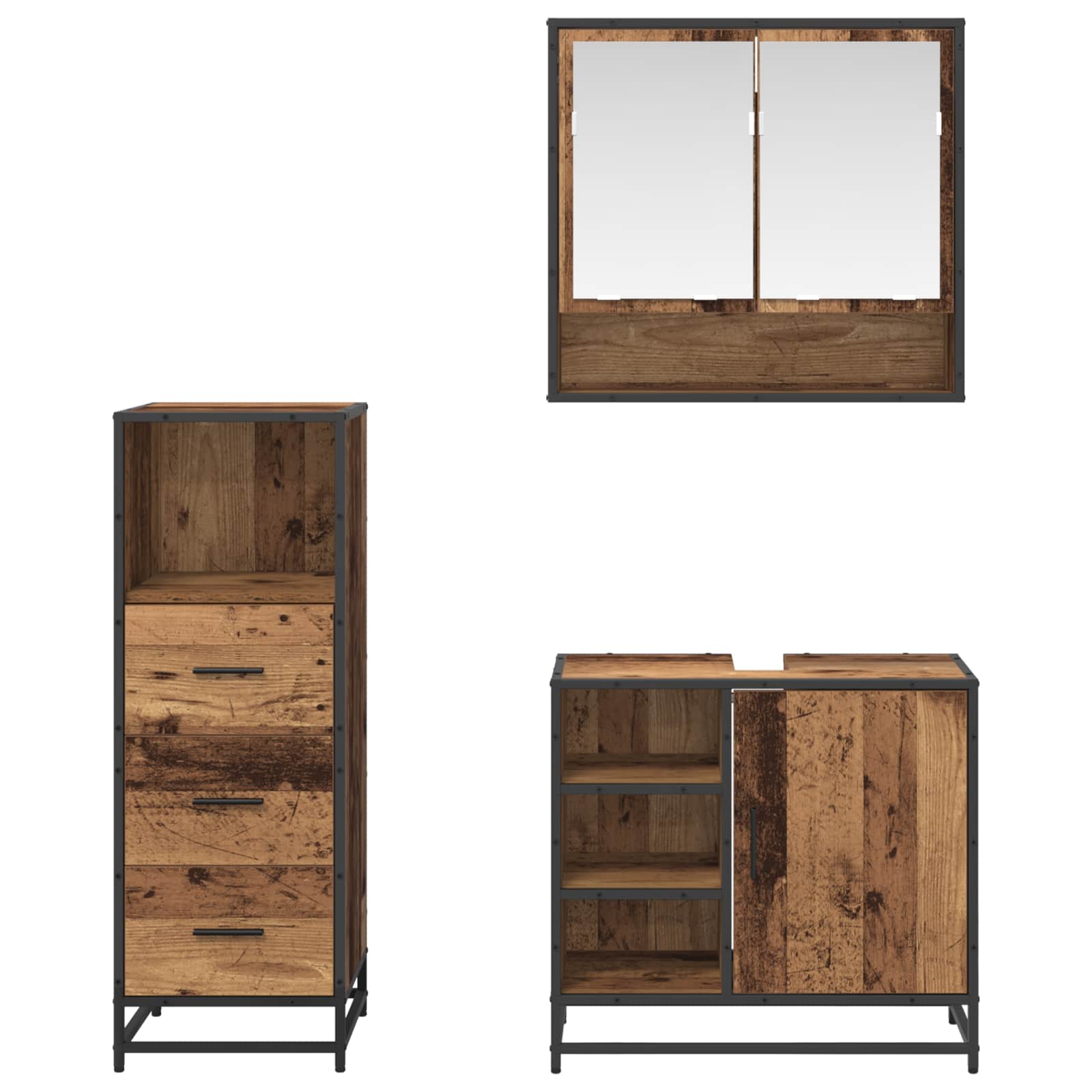Set namještaja za kupaonicu 3 pcs Staro drvo Konstruirano drvo