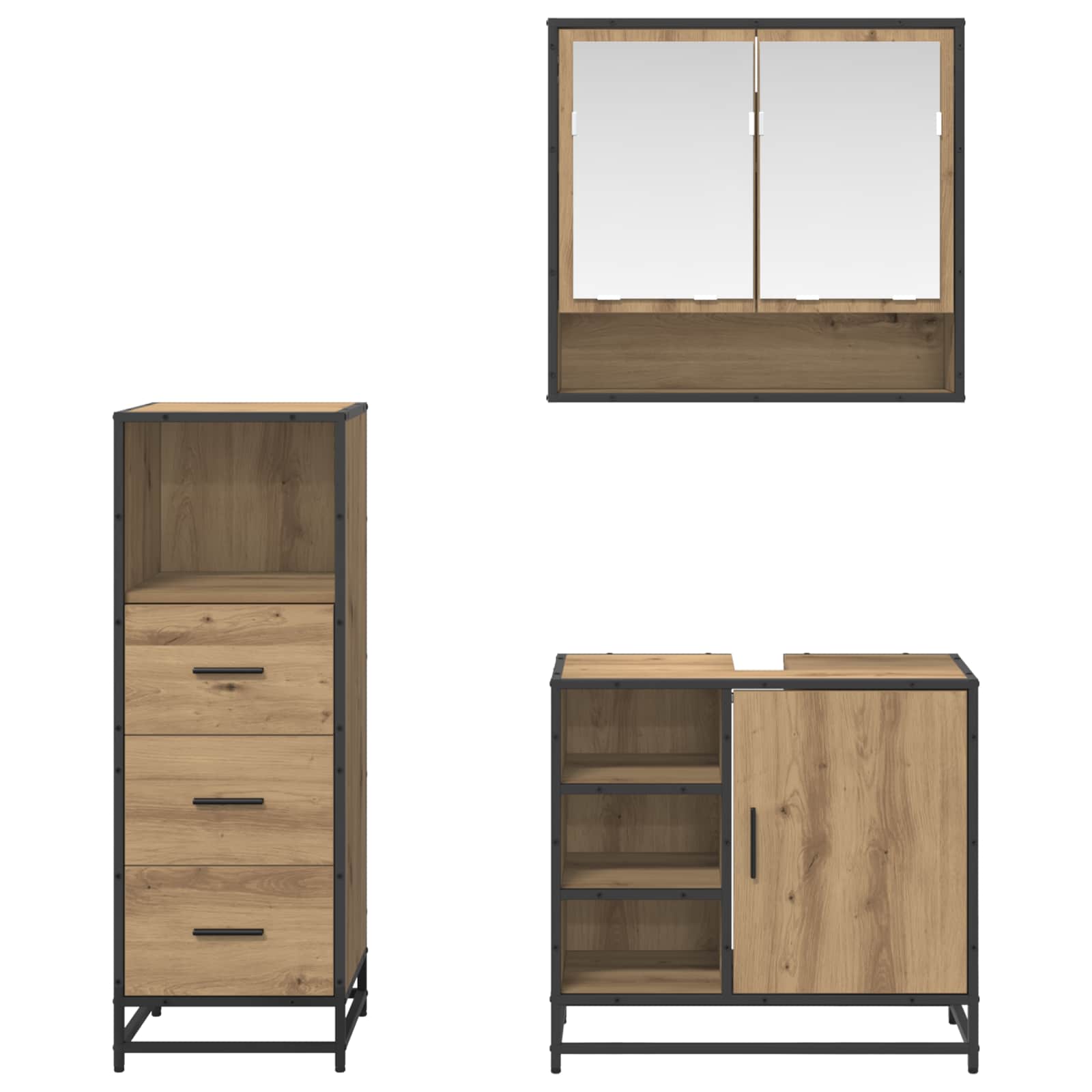 Set namještaja za kupaonicu s ladicama 3 pcs Umjetnički hrast