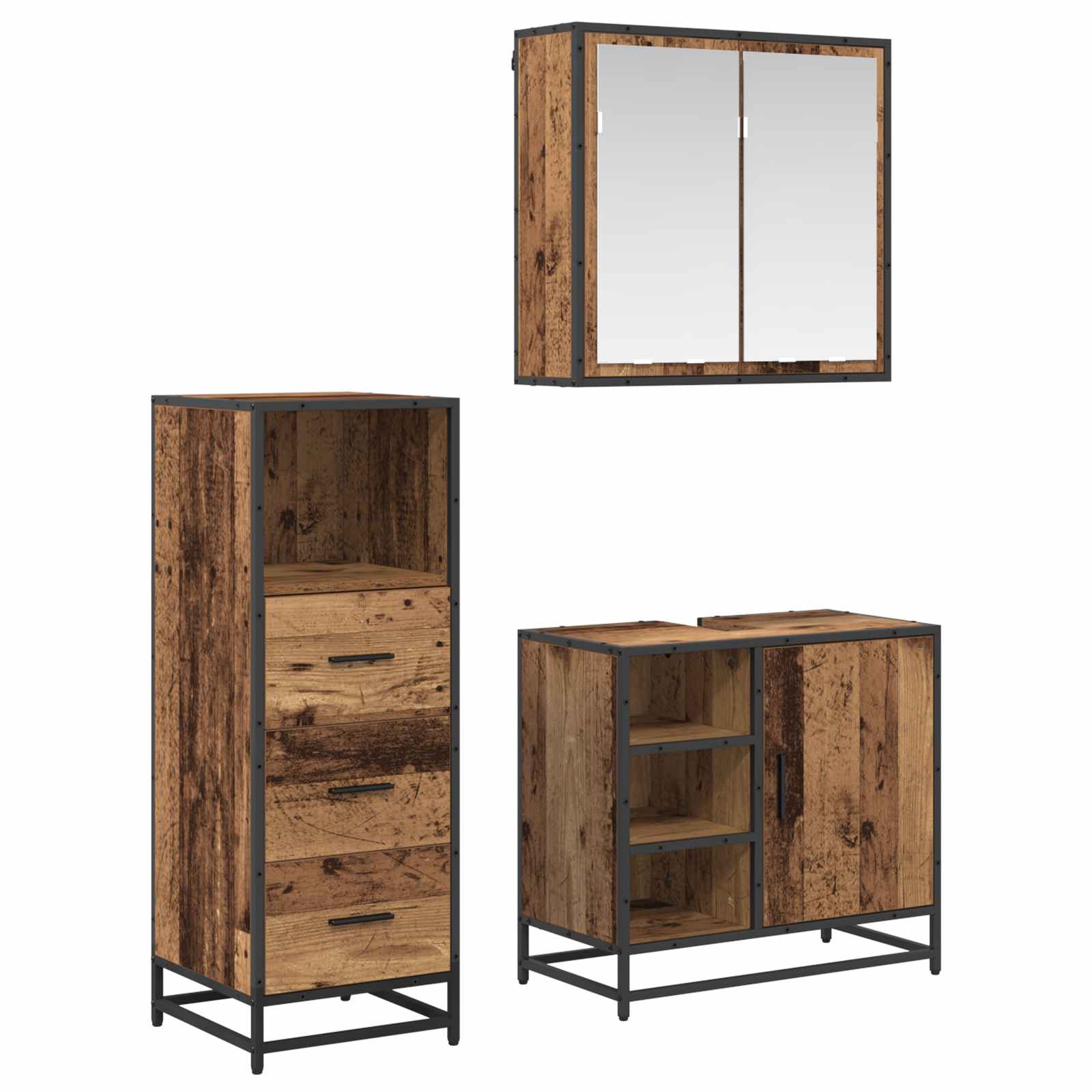 Set namještaja za kupaonicu 3 pcs Staro drvo Konstruirano drvo
