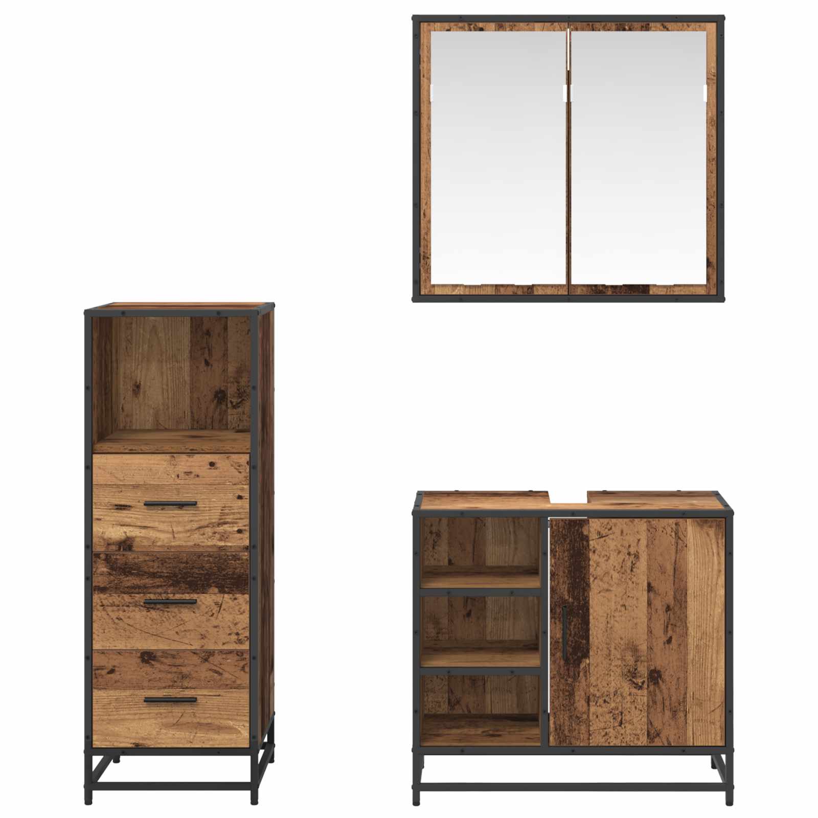 Set namještaja za kupaonicu 3 pcs Staro drvo Konstruirano drvo