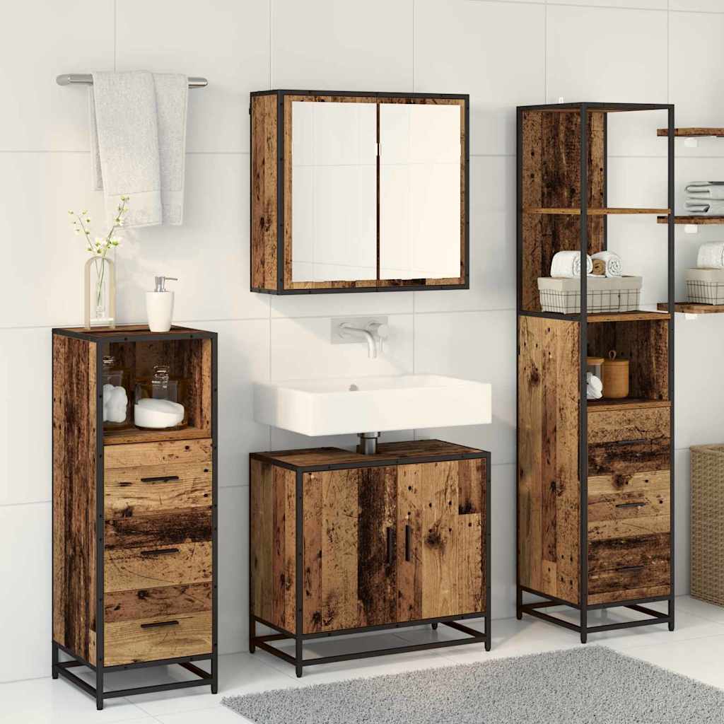 Set namještaja za kupaonicu 4 pcs Staro drvo Konstruirano drvo