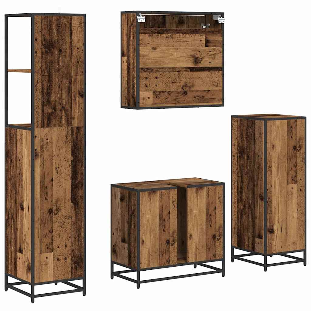 Set namještaja za kupaonicu 4 pcs Staro drvo Konstruirano drvo