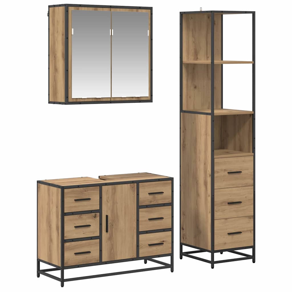Set namještaja za kupaonicu s ladicama 3 pcs Umjetnički hrast