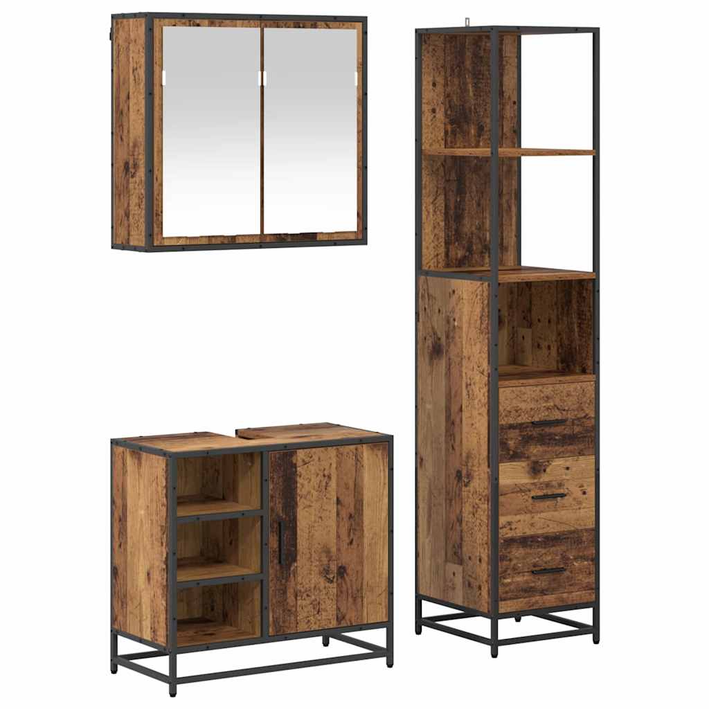 Set namještaja za kupaonicu 3 pcs Staro drvo Konstruirano drvo
