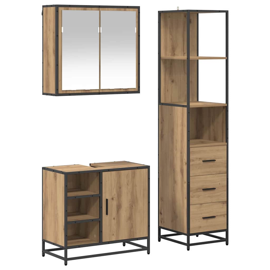 Set namještaja za kupaonicu s ladicama 3 pcs Umjetnički hrast