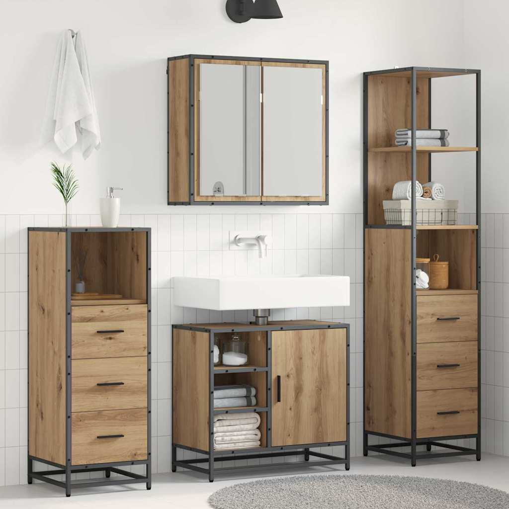 Set namještaja za kupaonicu s ladicama 4 pcs Umjetnički hrast