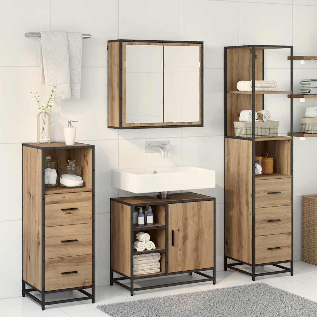 Set namještaja za kupaonicu s ladicama 4 pcs Umjetnički hrast