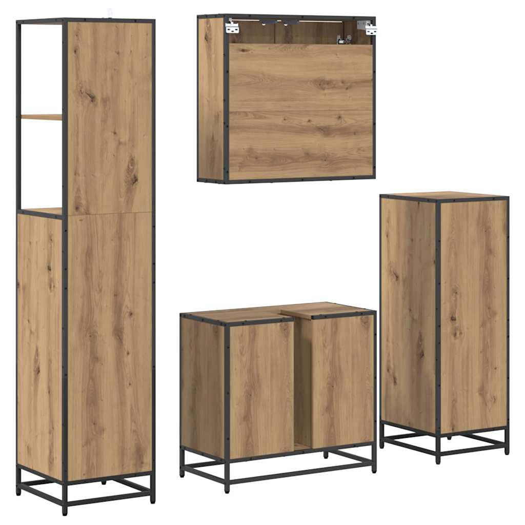 Set namještaja za kupaonicu s ladicama 4 pcs Umjetnički hrast