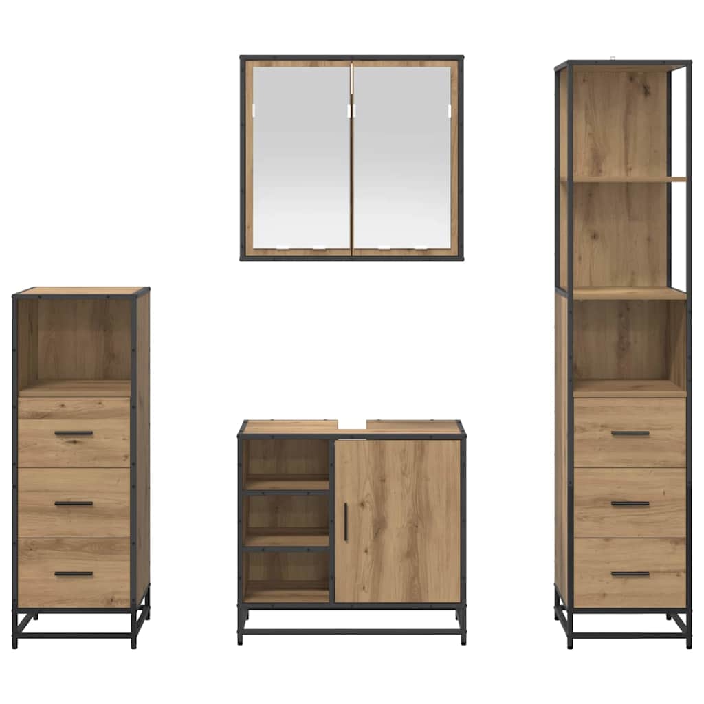 Set namještaja za kupaonicu s ladicama 4 pcs Umjetnički hrast