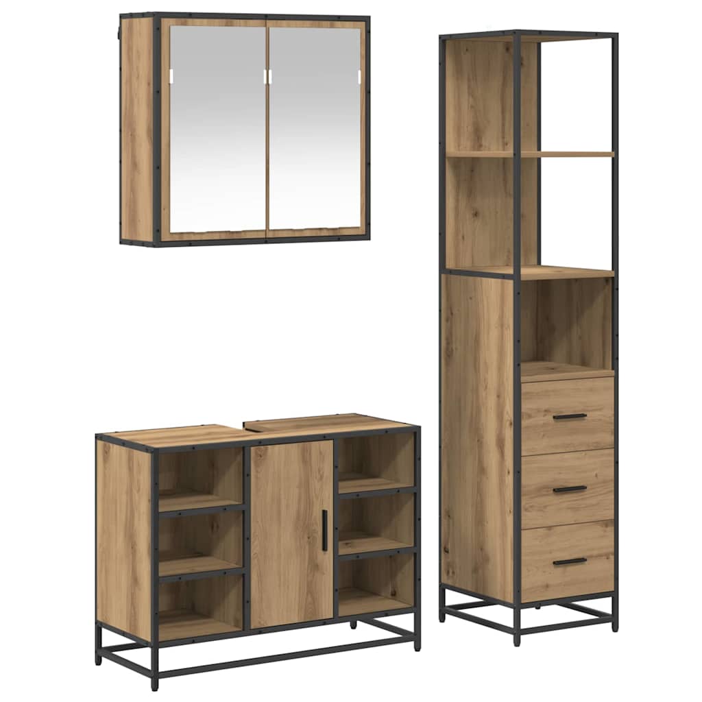 Set namještaja za kupaonicu s ladicama 3 pcs Umjetnički hrast