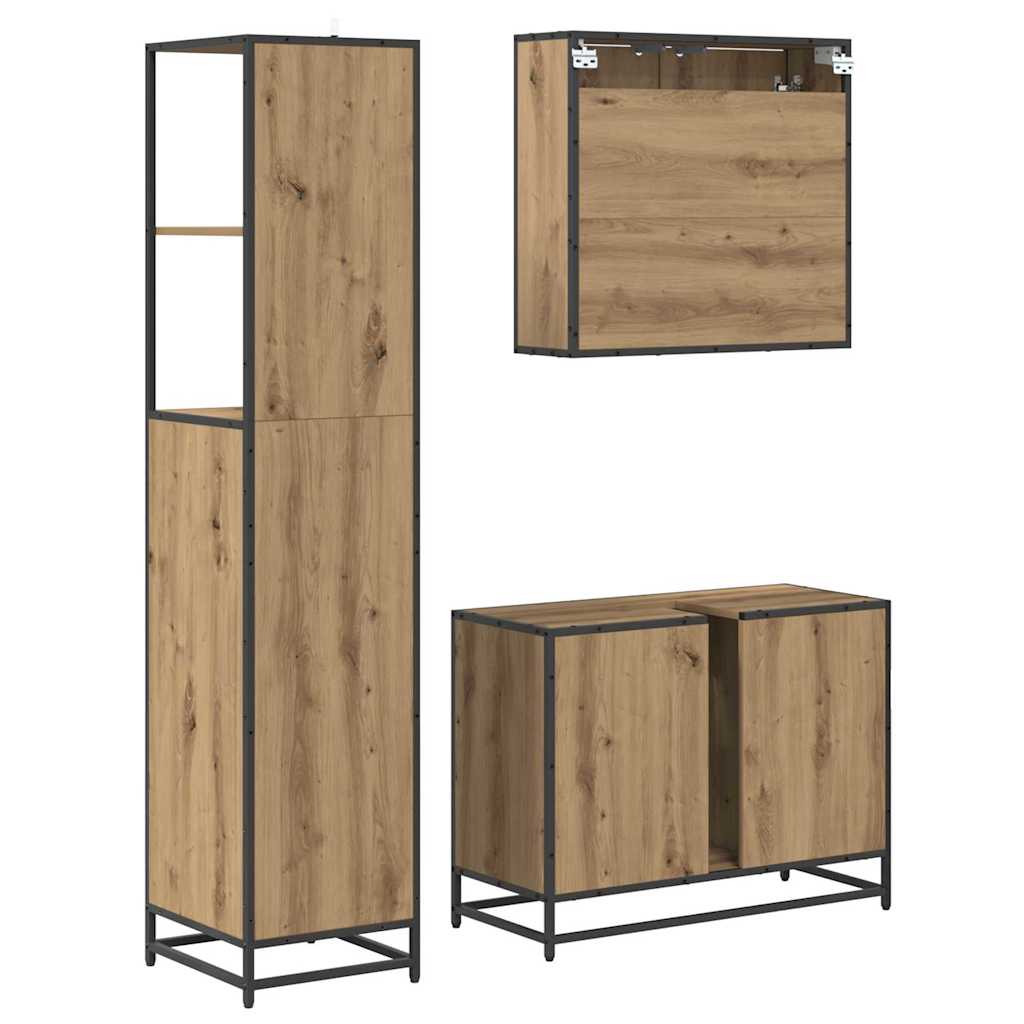 Set namještaja za kupaonicu s ladicama 3 pcs Umjetnički hrast