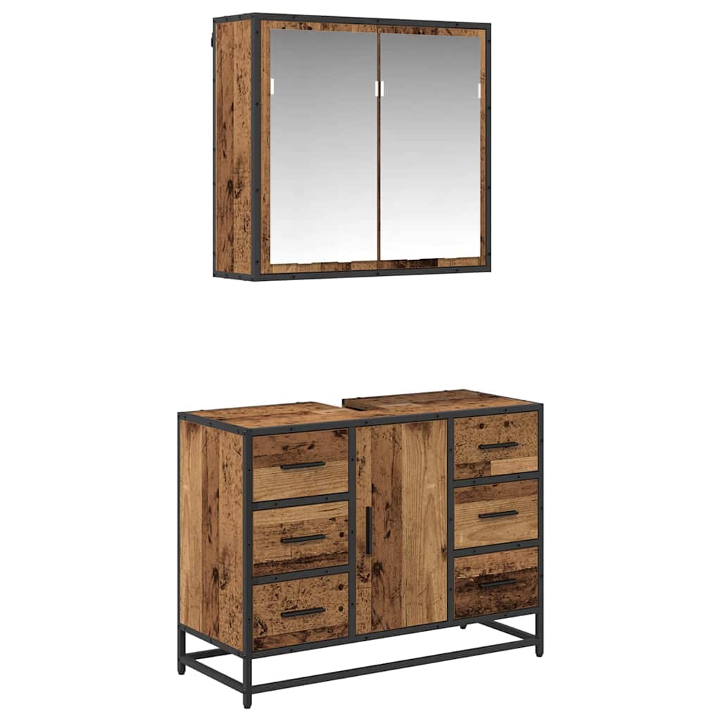 Set namještaja za kupaonicu 2 kom. Staro drvo 80 x 33 x 60 cm