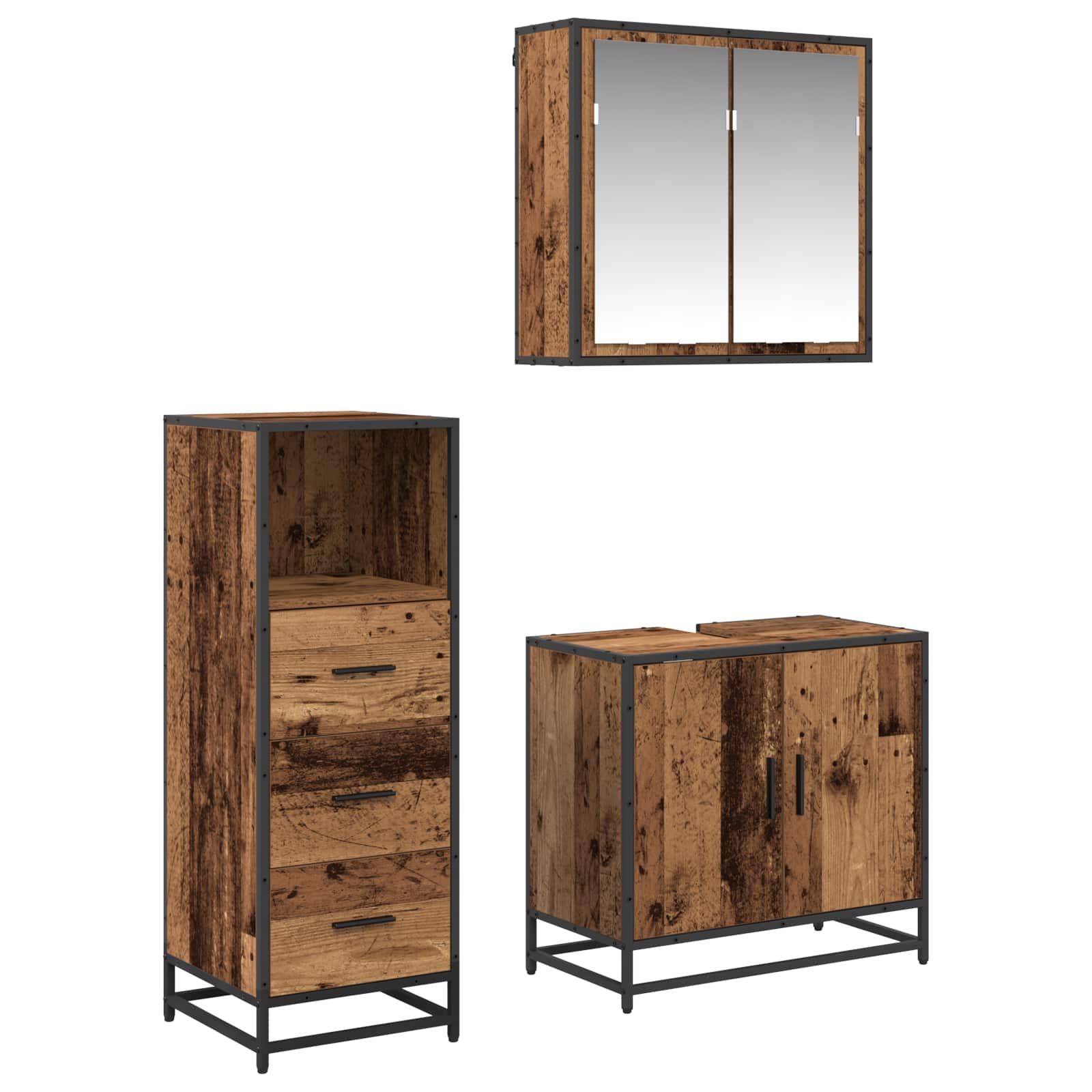 Set namještaja za kupaonicu 3 pcs Staro drvo Konstruirano drvo