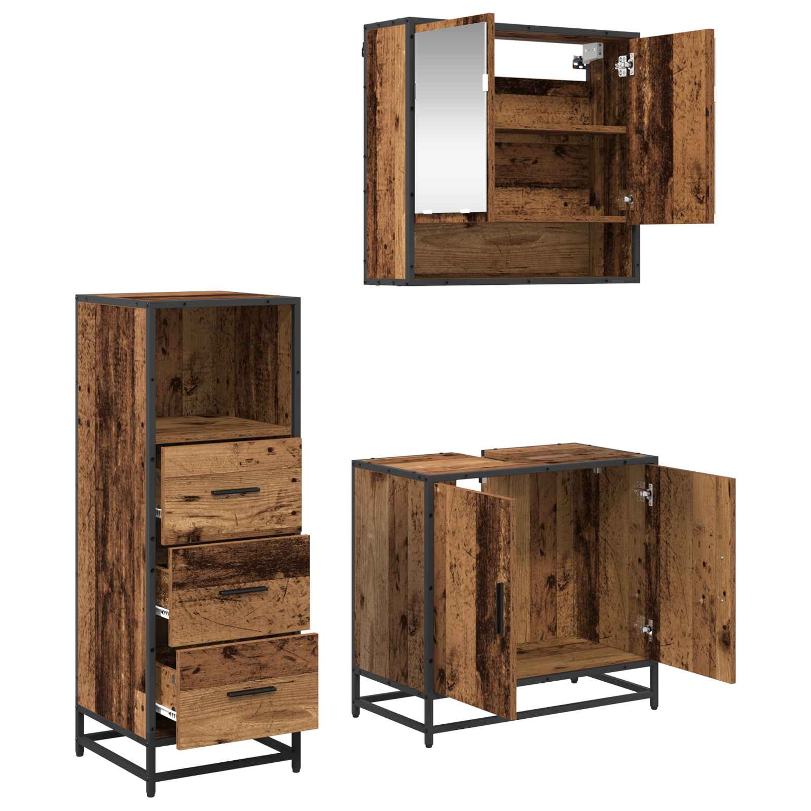 Set namještaja za kupaonicu 3 pcs Staro drvo Konstruirano drvo