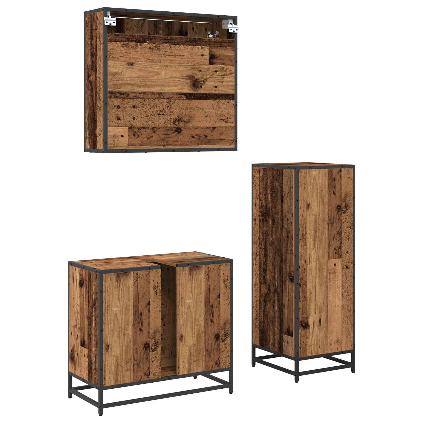 Set namještaja za kupaonicu 3 pcs Staro drvo Konstruirano drvo