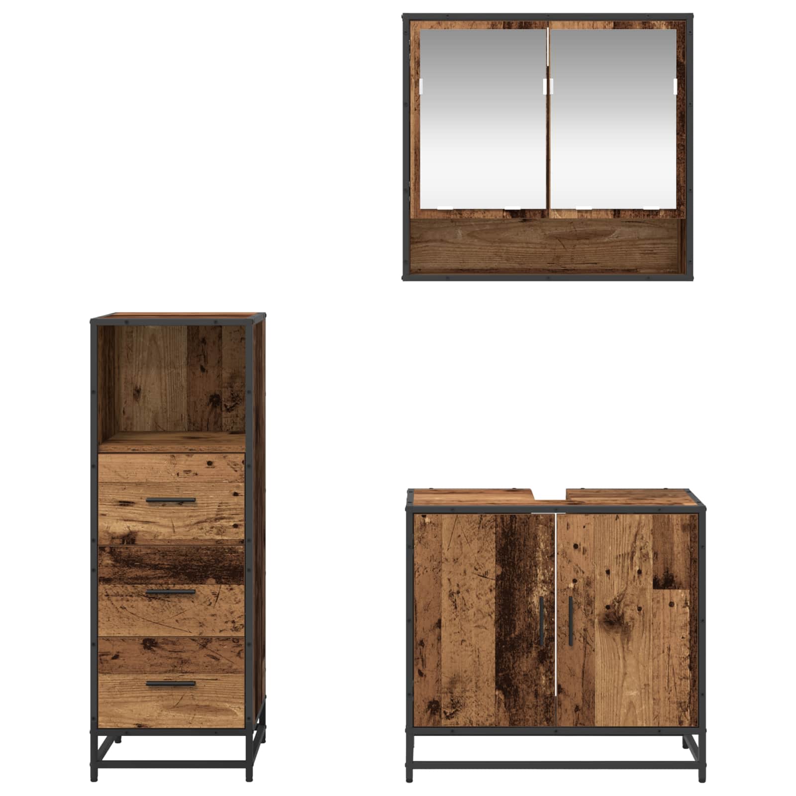 Set namještaja za kupaonicu 3 pcs Staro drvo Konstruirano drvo