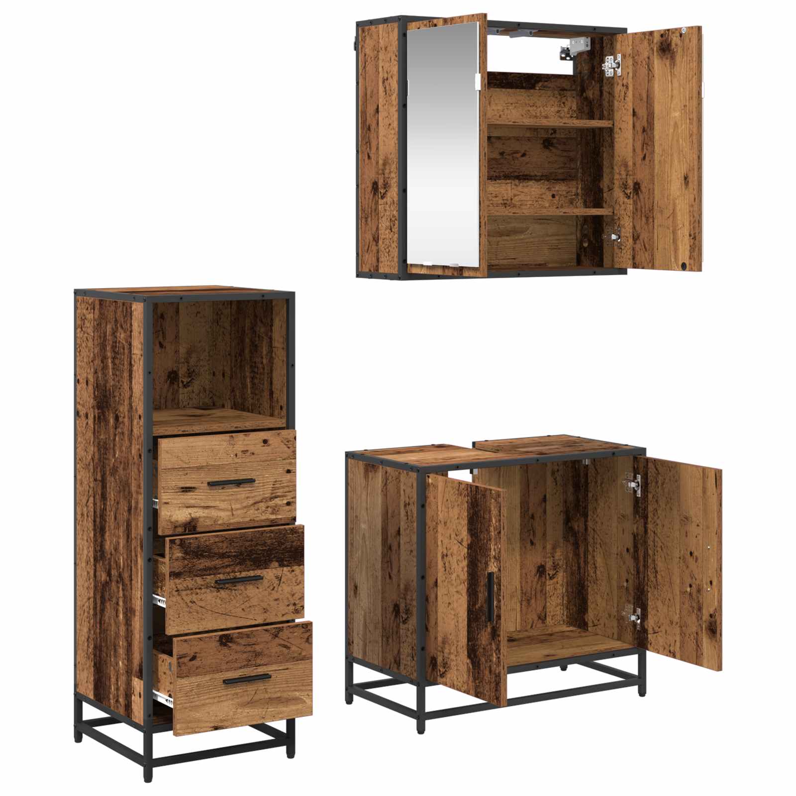 Set namještaja za kupaonicu 3 pcs Staro drvo Konstruirano drvo