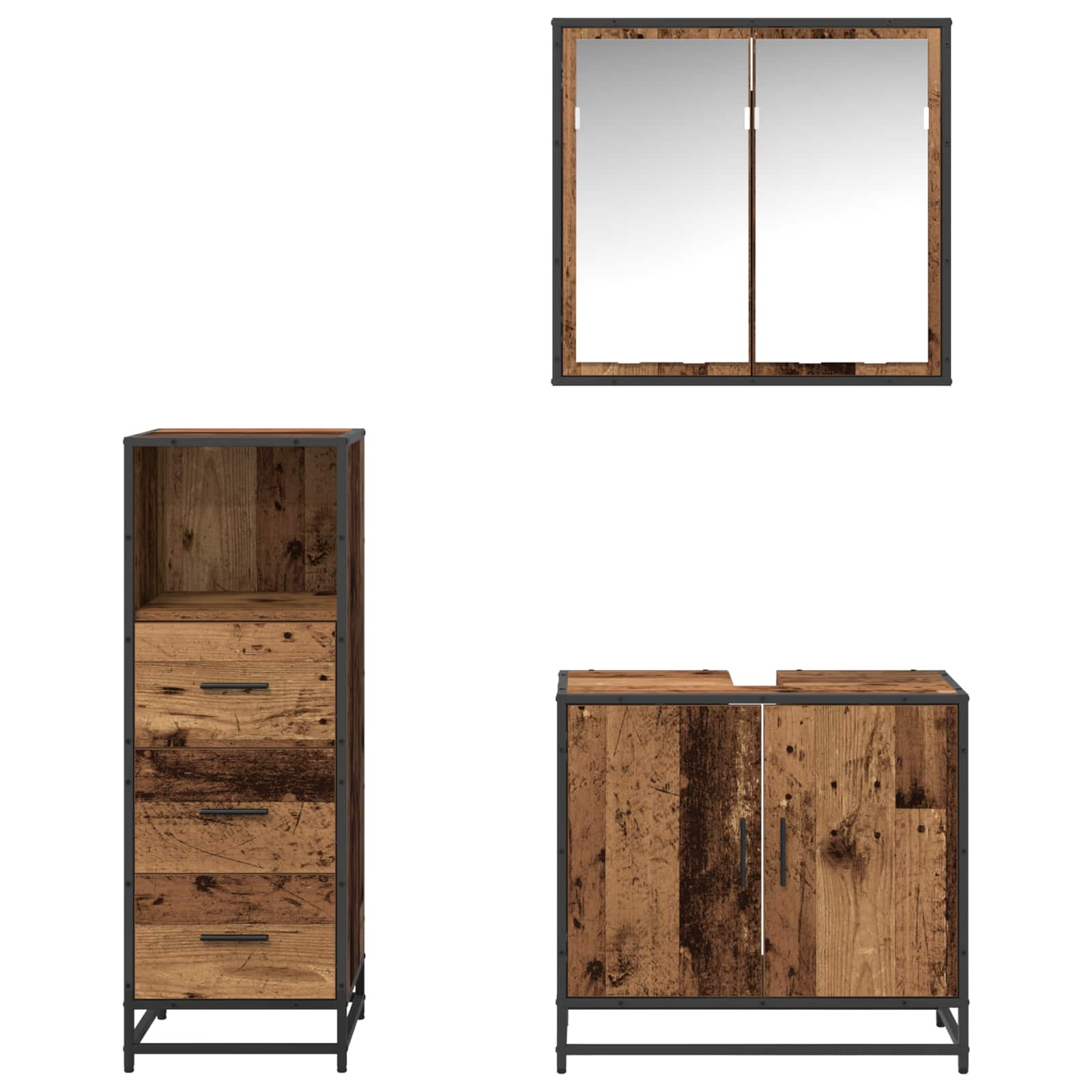 Set namještaja za kupaonicu 3 pcs Staro drvo Konstruirano drvo