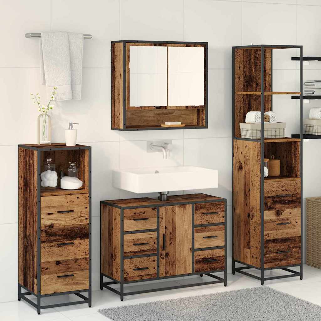 Set namještaja za kupaonicu 4 pcs Staro drvo Konstruirano drvo