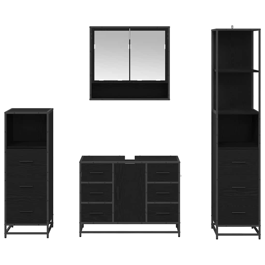 Set namještaja za kupaonicu 4 kom. Crni hrast 80 x 33 x 60 cm
