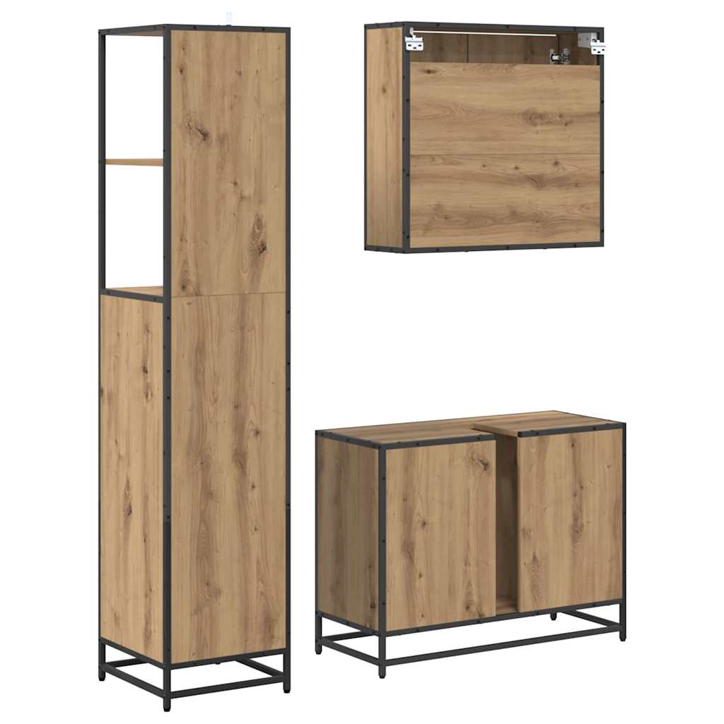 Set namještaja za kupaonicu s ladicama 3 pcs Umjetnički hrast