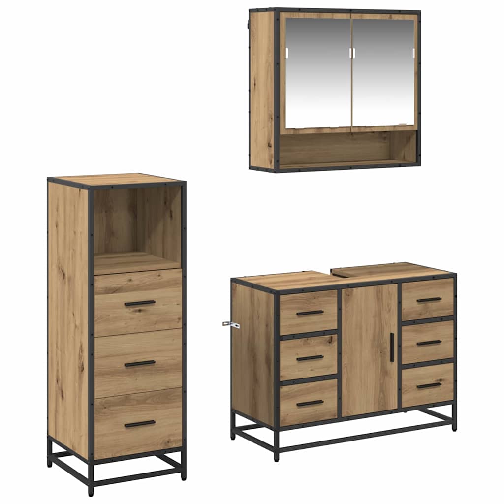 Set namještaja za kupaonicu s ladicama 3 pcs Umjetnički hrast