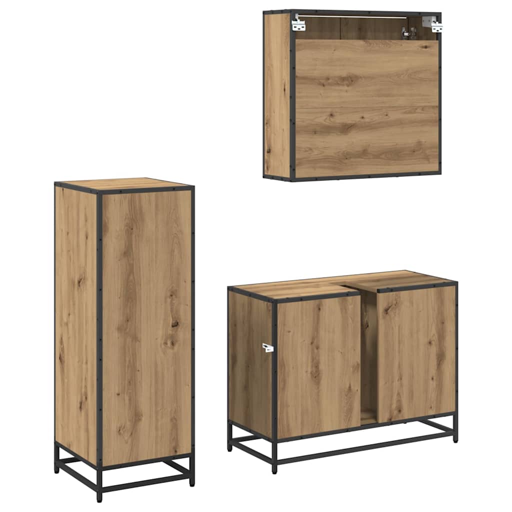 Set namještaja za kupaonicu s ladicama 3 pcs Umjetnički hrast
