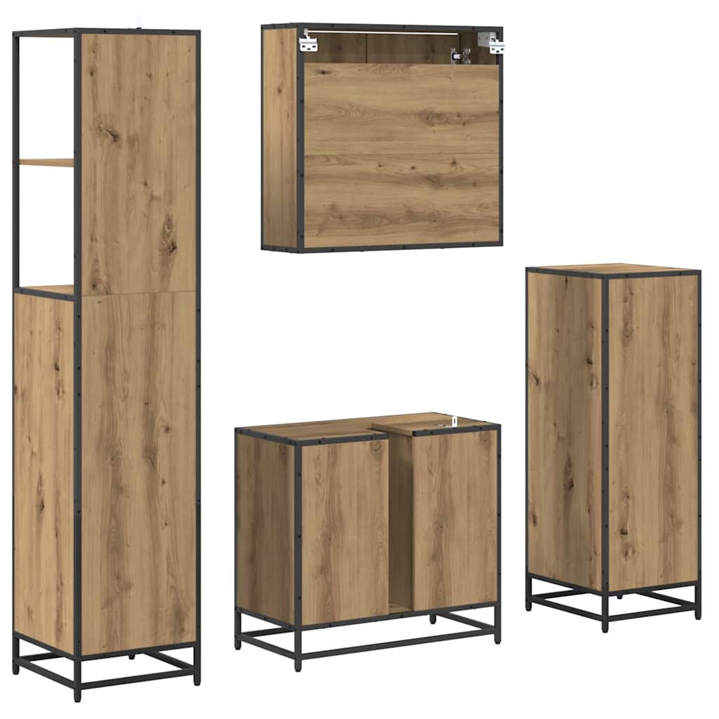 Set namještaja za kupaonicu s ladicama 4 pcs Umjetnički hrast