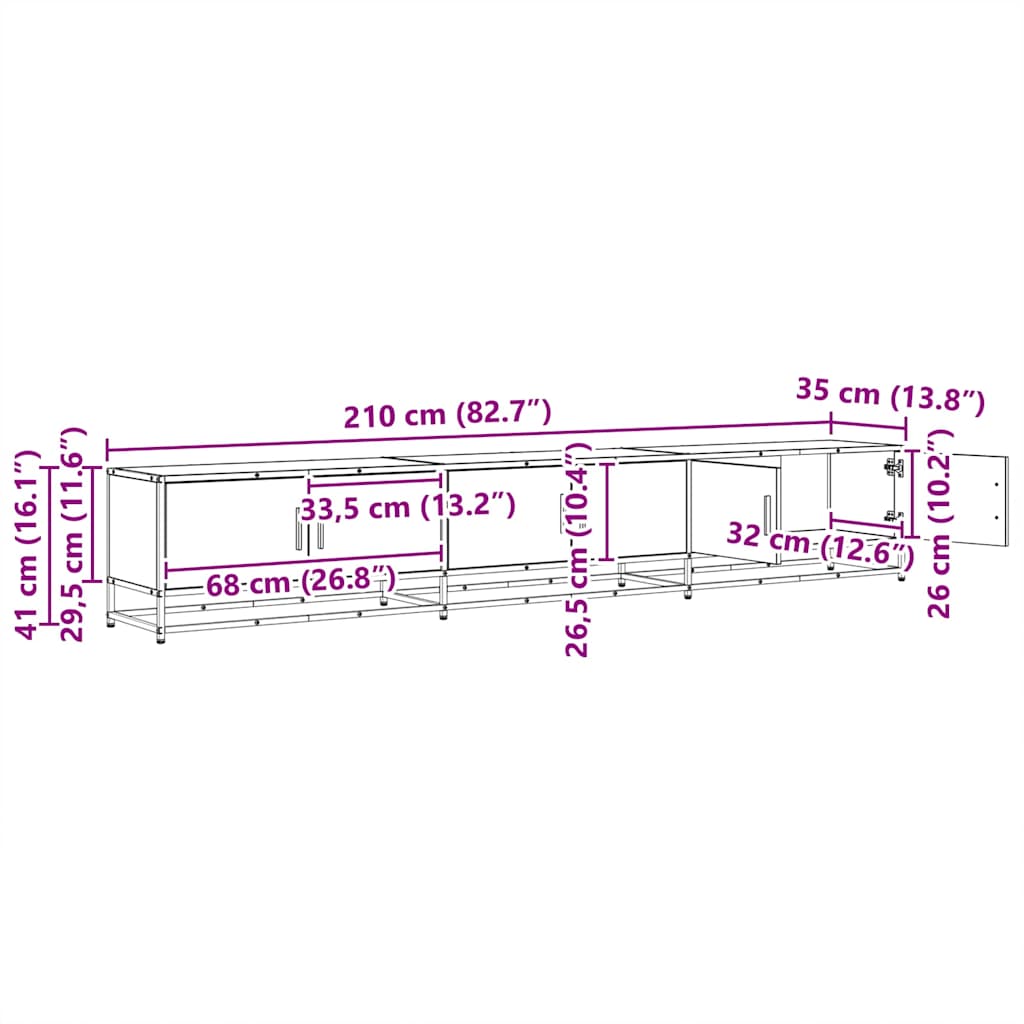 TV Jedinice 2 pcs Staro drvo 210 x 35 x 41 cm Konstruirano drvo