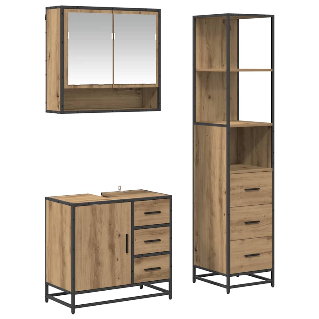 Set namještaja za kupaonicu s ladicama 3 pcs Umjetnički hrast