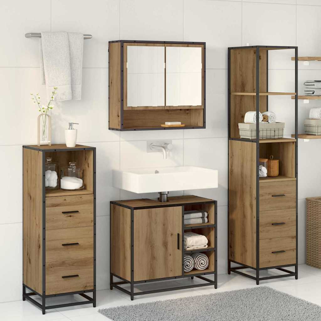 Set namještaja za kupaonicu s ladicama 4 pcs Umjetnički hrast