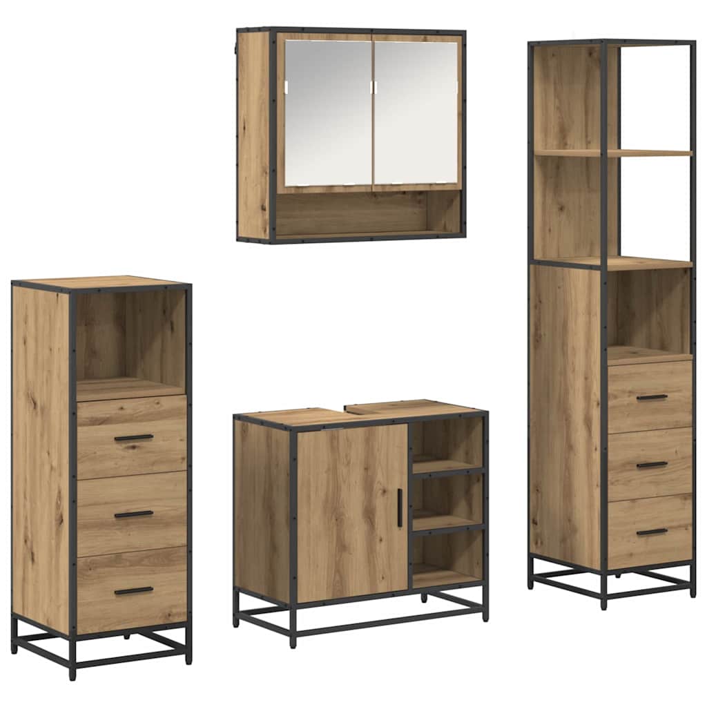 Set namještaja za kupaonicu s ladicama 4 pcs Umjetnički hrast