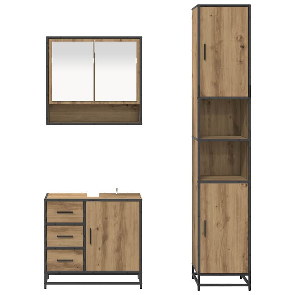 Set namještaja za kupaonicu s ladicama 3 pcs Umjetnički hrast